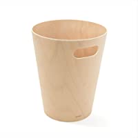 Umbra Woodrow Basurero – Cubo de basura de madera de dos tonos para oficina- estudio- baño- sala de estar- sala de polvo…